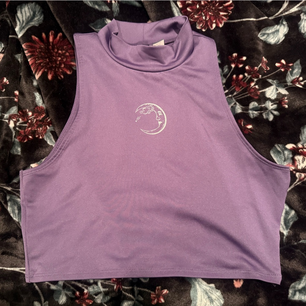 Purple Sleeveless Mock Neck tank top